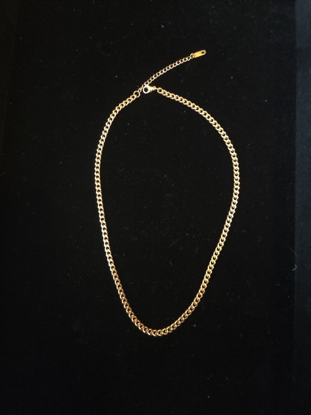Stainless Steel Gold Plated Curb Chain Necklace 16"+2.5" Extender